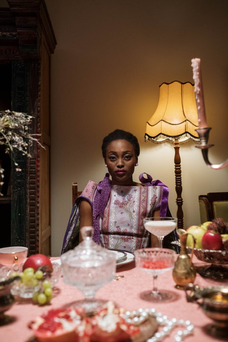 Woman Having Dinner