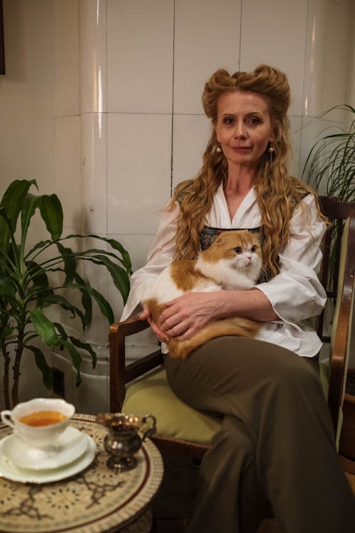 Woman Holding Her Cat