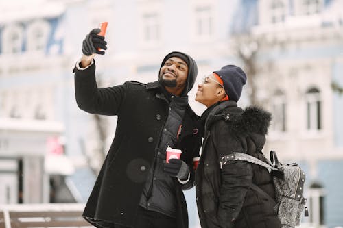 Free Couple Taking a Selfie Together  Stock Photo