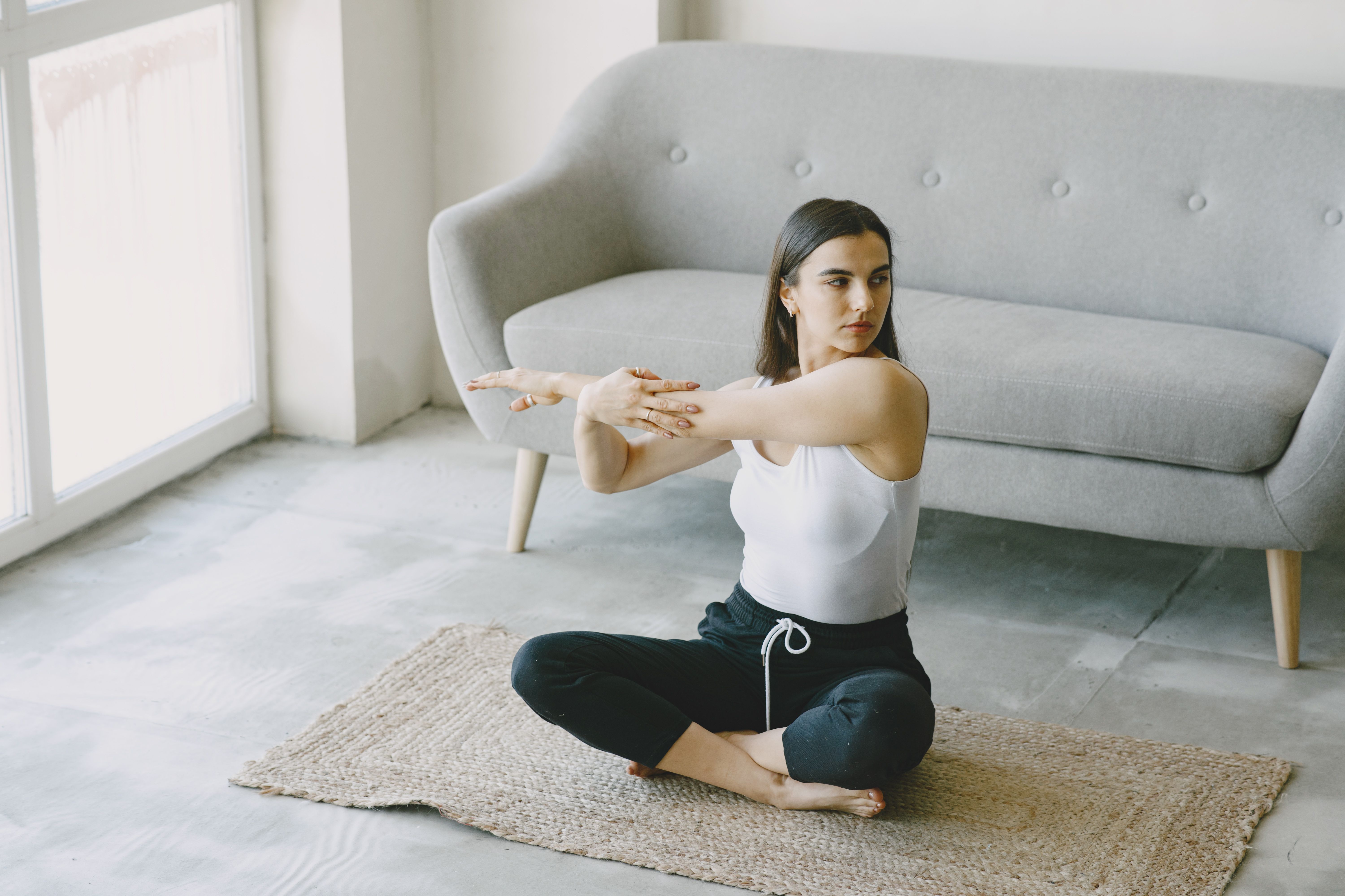 Gentle floor stretching at home