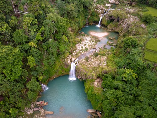 Foto d'estoc gratuïta de cascades, foto des d'un dron, fotografia aèria