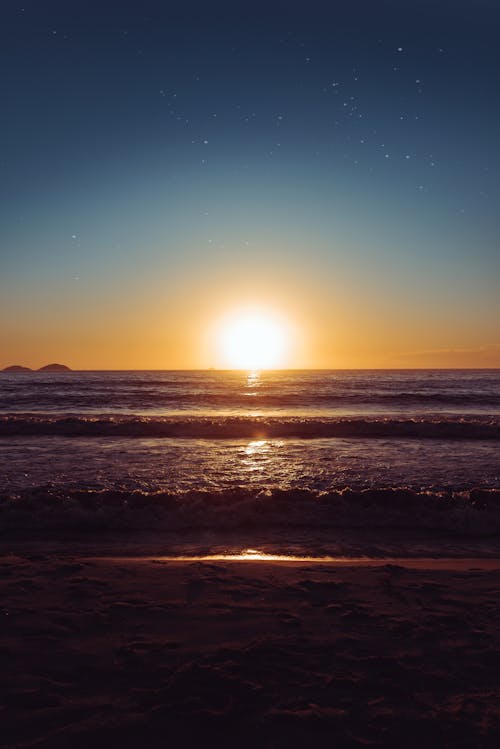 Free stock photo of beach, moon, sun