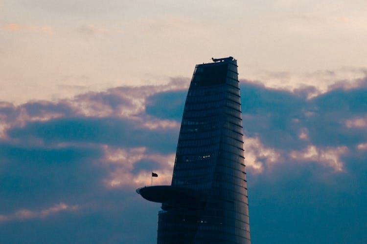 An Aircraft On The Helipad Of Bitexco Financial Tower