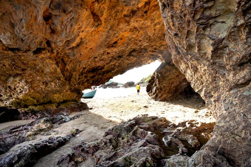 Free View of a Cave by the Sea Stock Photo