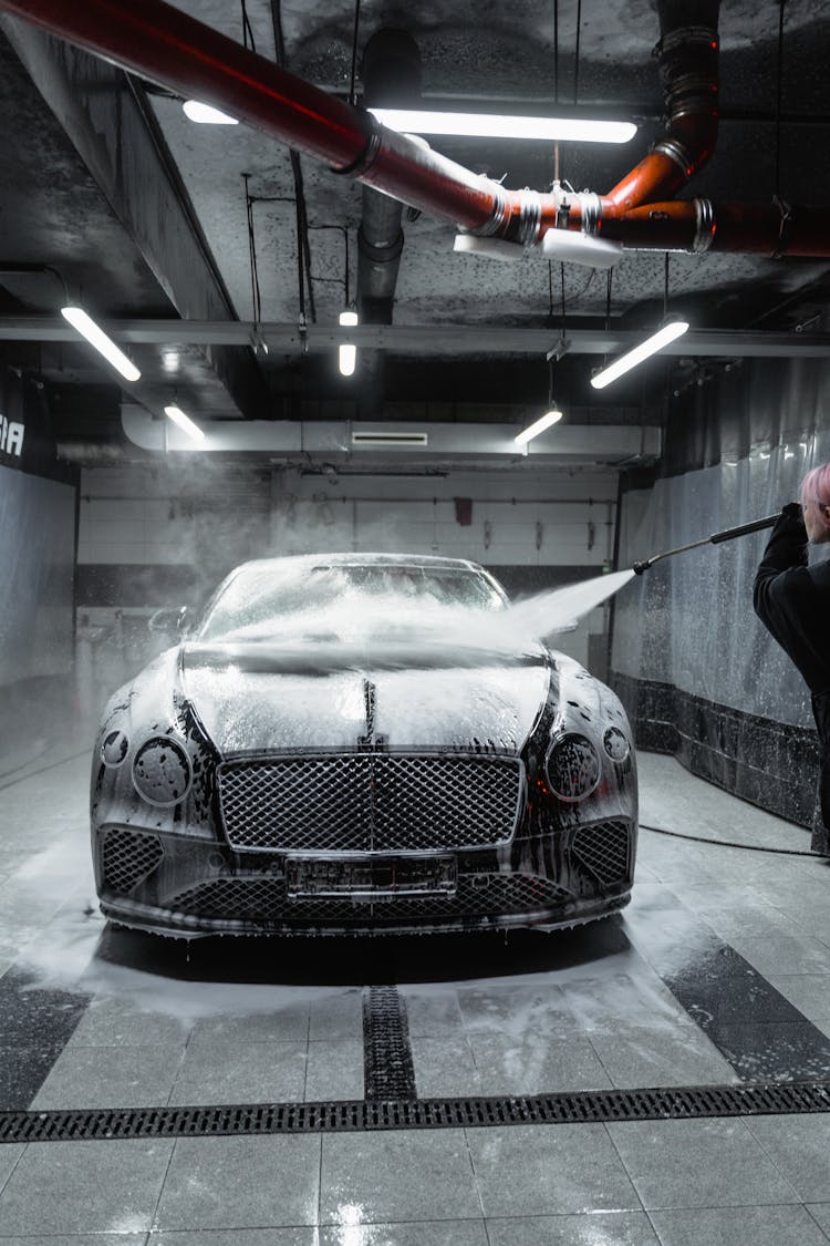 A Bentley Continental GT At A Car Wash