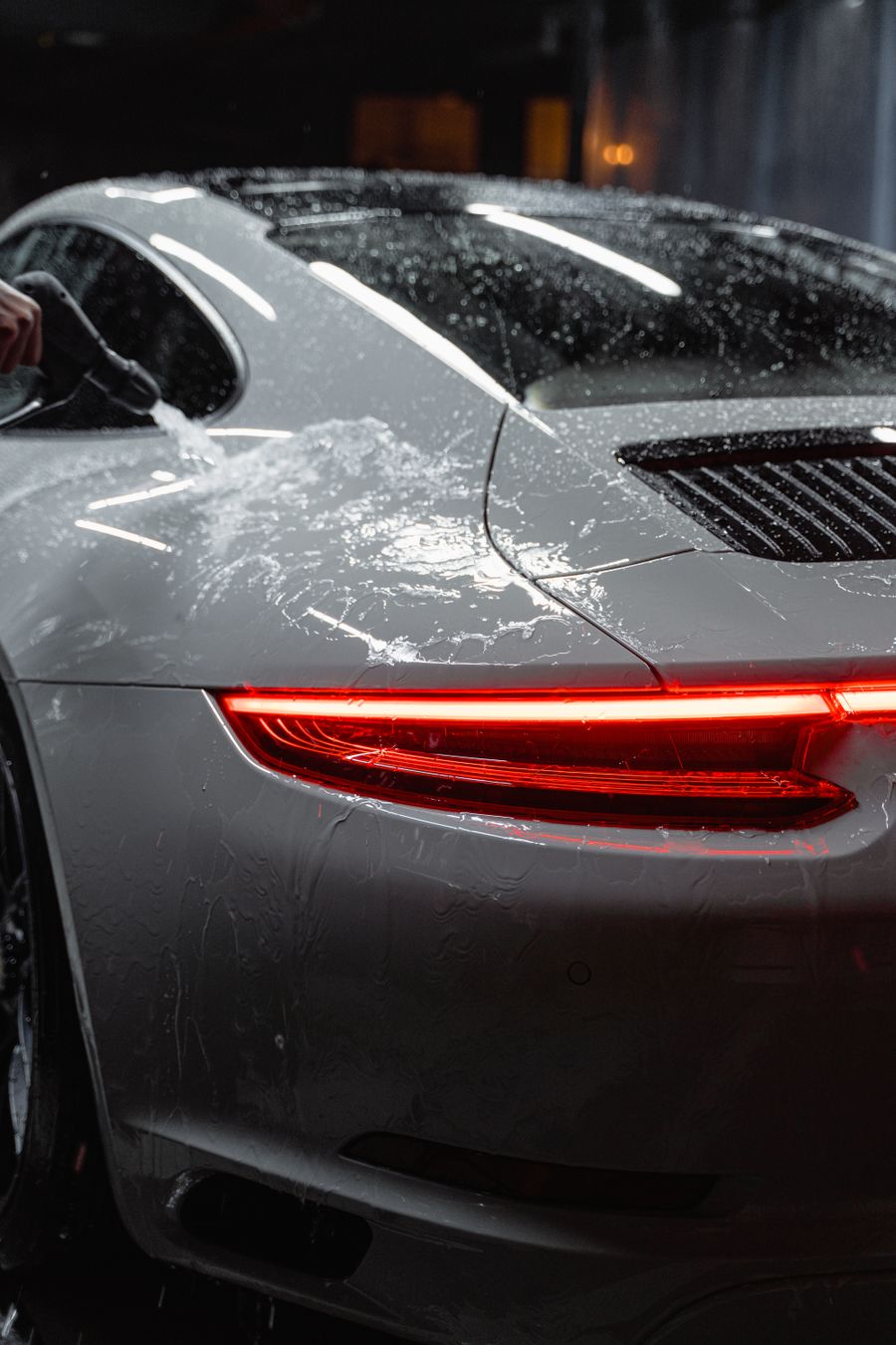 Close-up detail of a modern car tail light