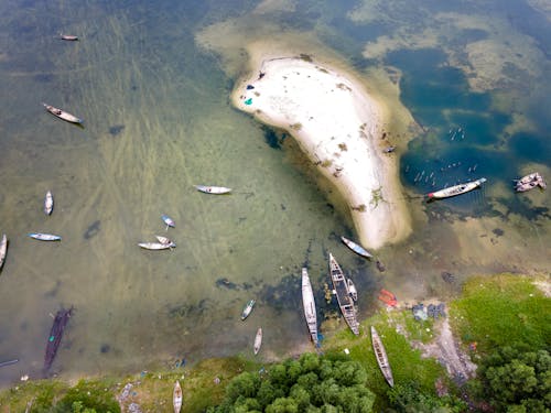 Top View of Kayaks on a Lake