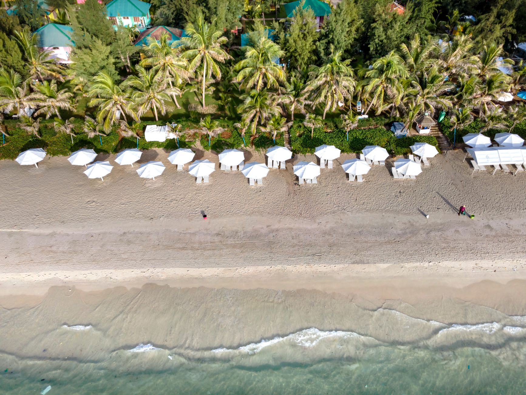 Beachfront lounge chairs facing the Atlantic in Lekki