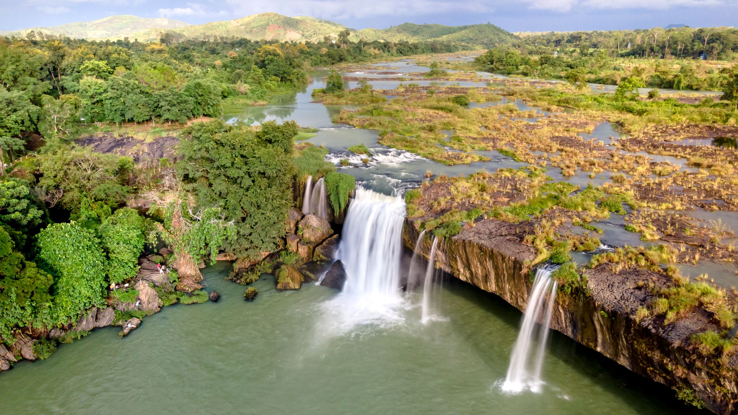 Beautiful aerial shot of Dray Nur Waterfall, a scenic natural landmark in Vietnam.
