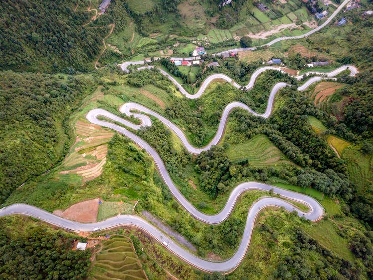 Curvy Road In High Mountain Landscape