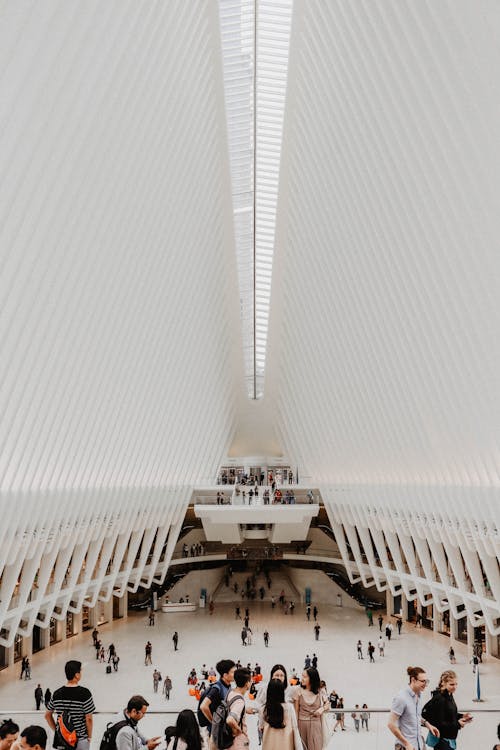 Free People Walking Inside the Westfield World Trade Center in New York Stock Photo