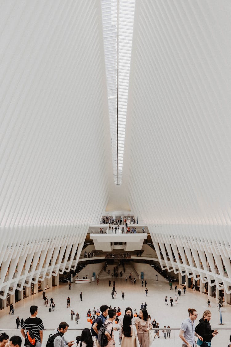 People Walking Inside The Westfield World Trade Center In New York