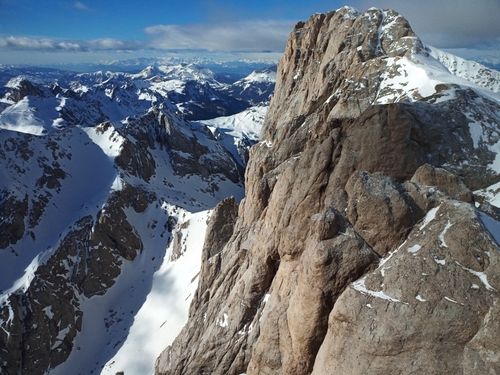 Free Stunning view of the snow-covered Dolomites mountains in Trentino-South Tyrol, Italy, showcasing rugged landscapes. Stock Photo