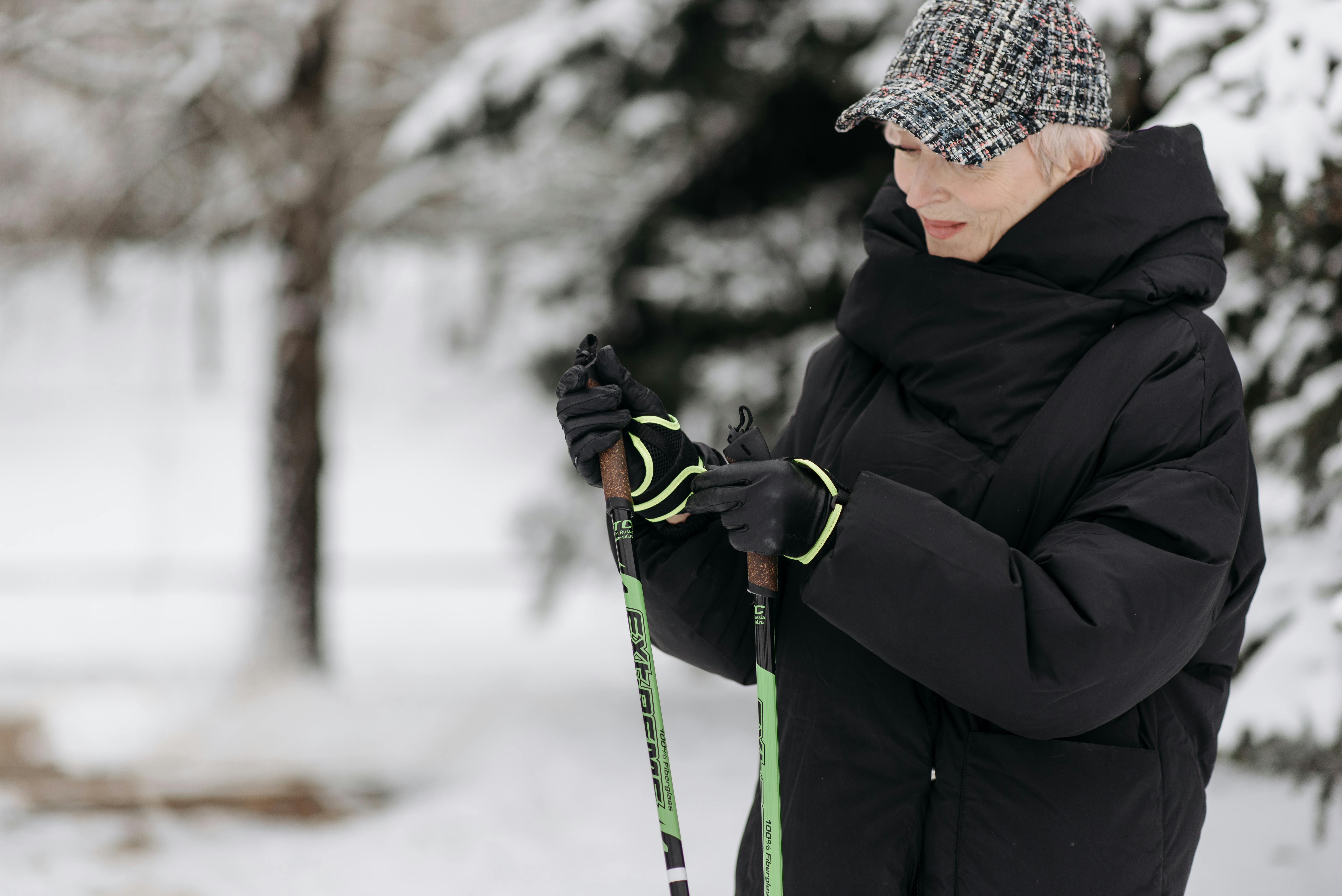 Person using mobility scooter in winter weather