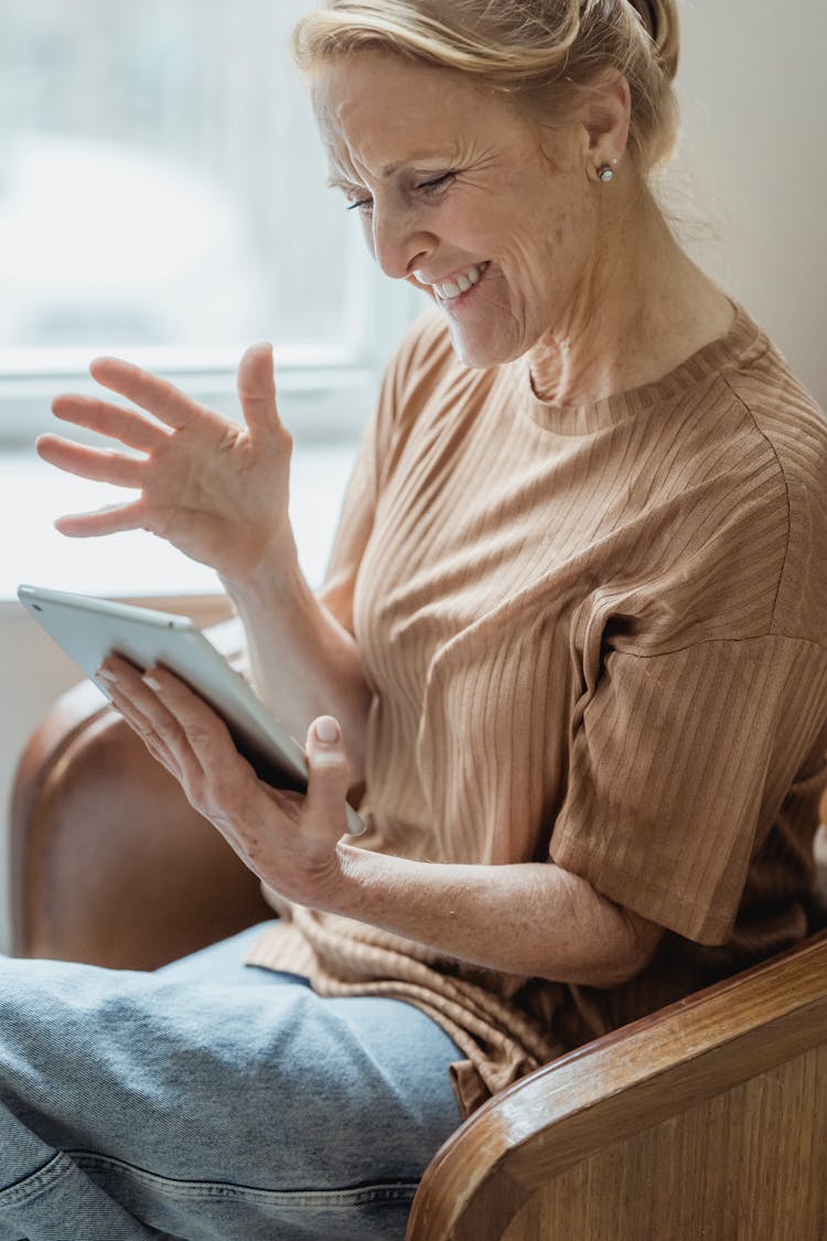 Elderly Woman Making Video Call