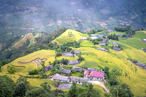 Aerial Photo of Fields and Villages in Vietnam 