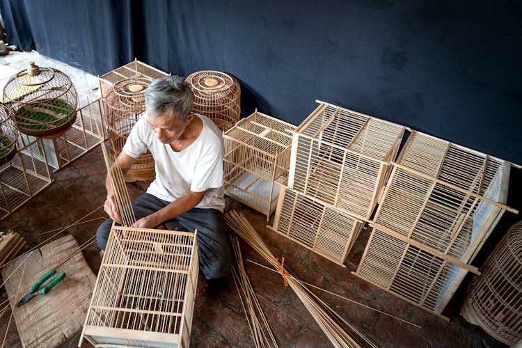 Man Making Wooden Cages