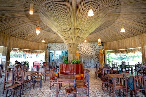 Brown Wooden Chairs and Tables Inside the Restaurant