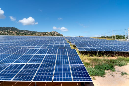 Photo by Quang Nguyen Vinh A vast field of solar panels harnessing solar energy on a sunny day.