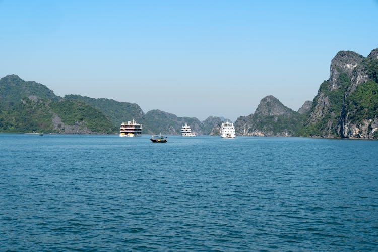 Boat And Ships In Bay