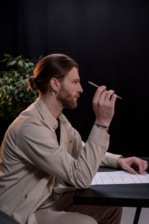 Man Studio Interview Man Doing Interview with Guest · Free Stock Photo
