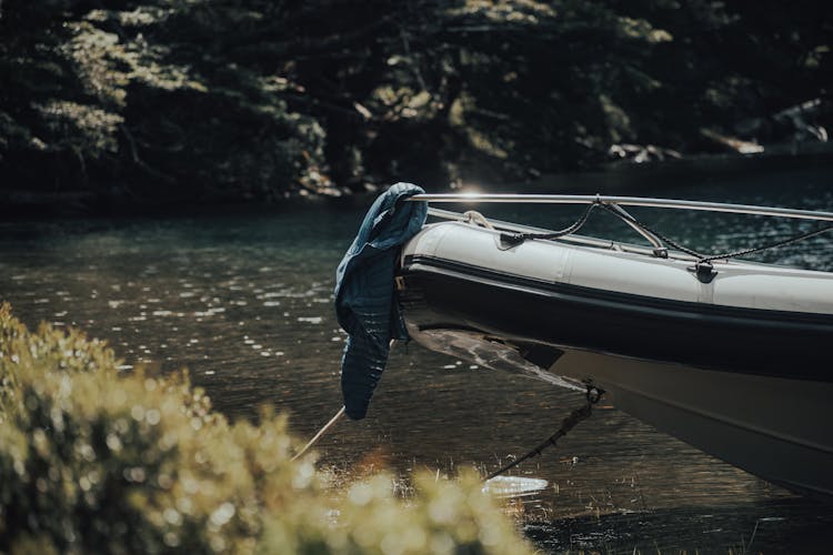 Jacket Hanging Off A Moored Boat