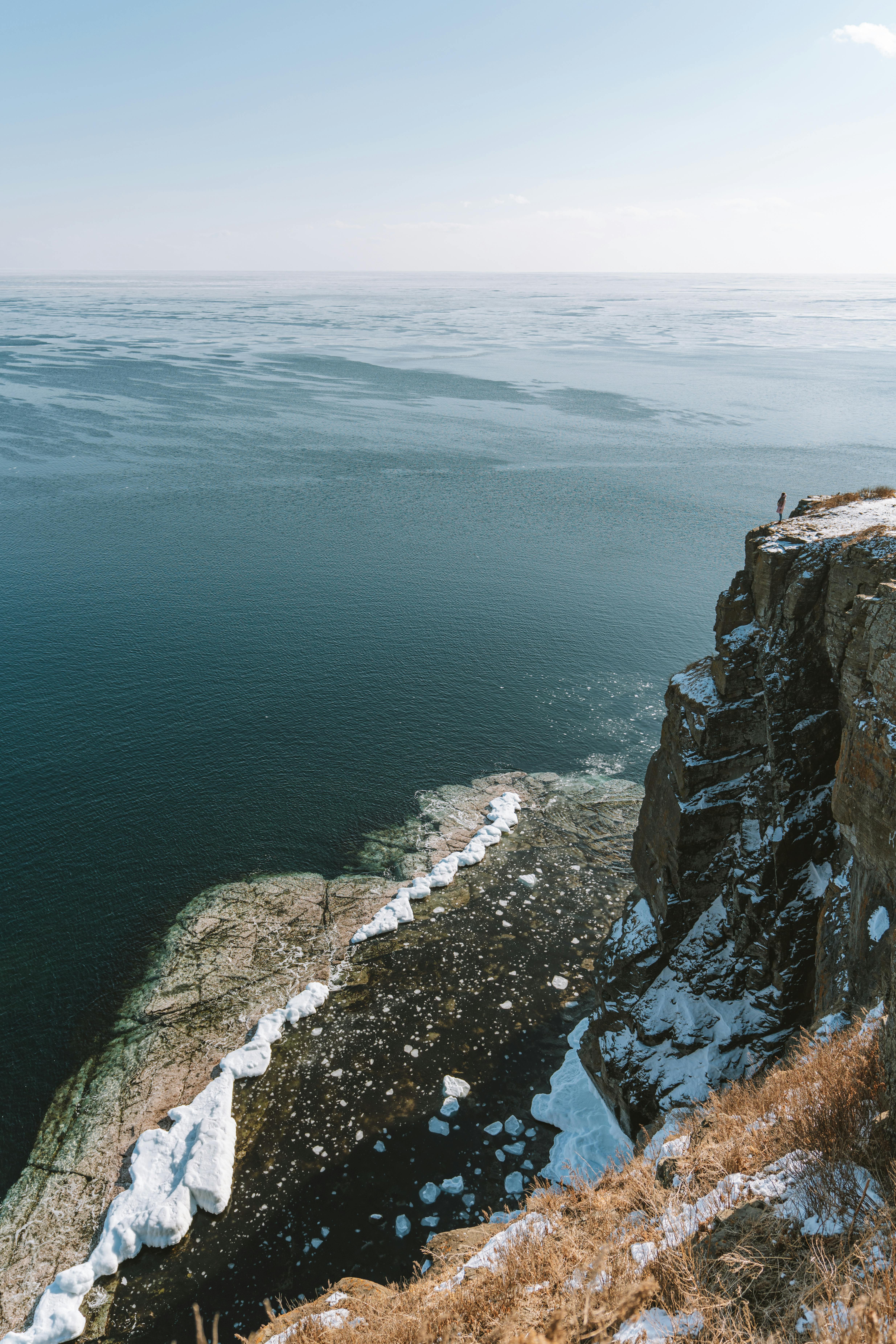 snow sea dawn landscape