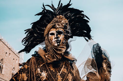 A Person Wearing Black and Gold Mask