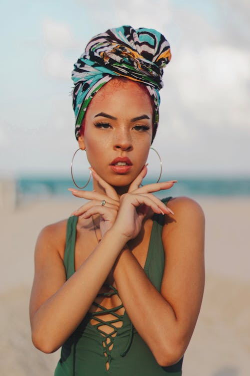 A Woman in Green Tank Top Dress