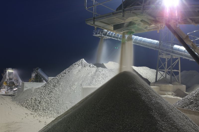 Heaps of sand at a processing site