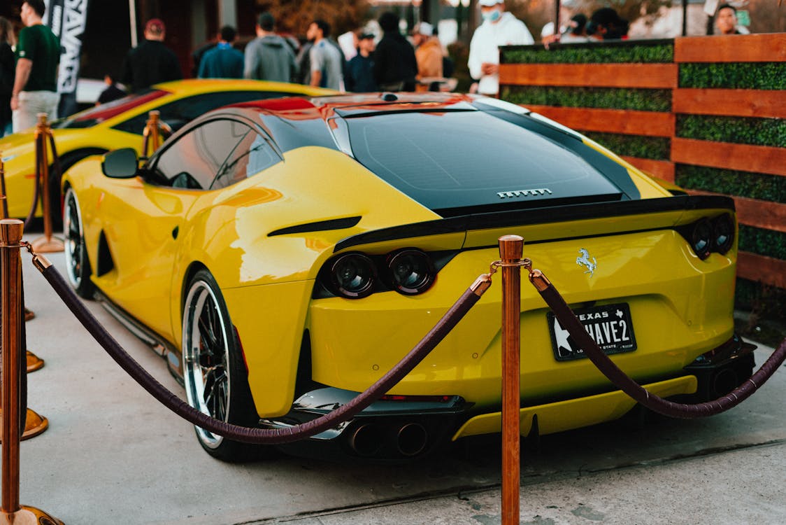 Yellow Ferrari on Display