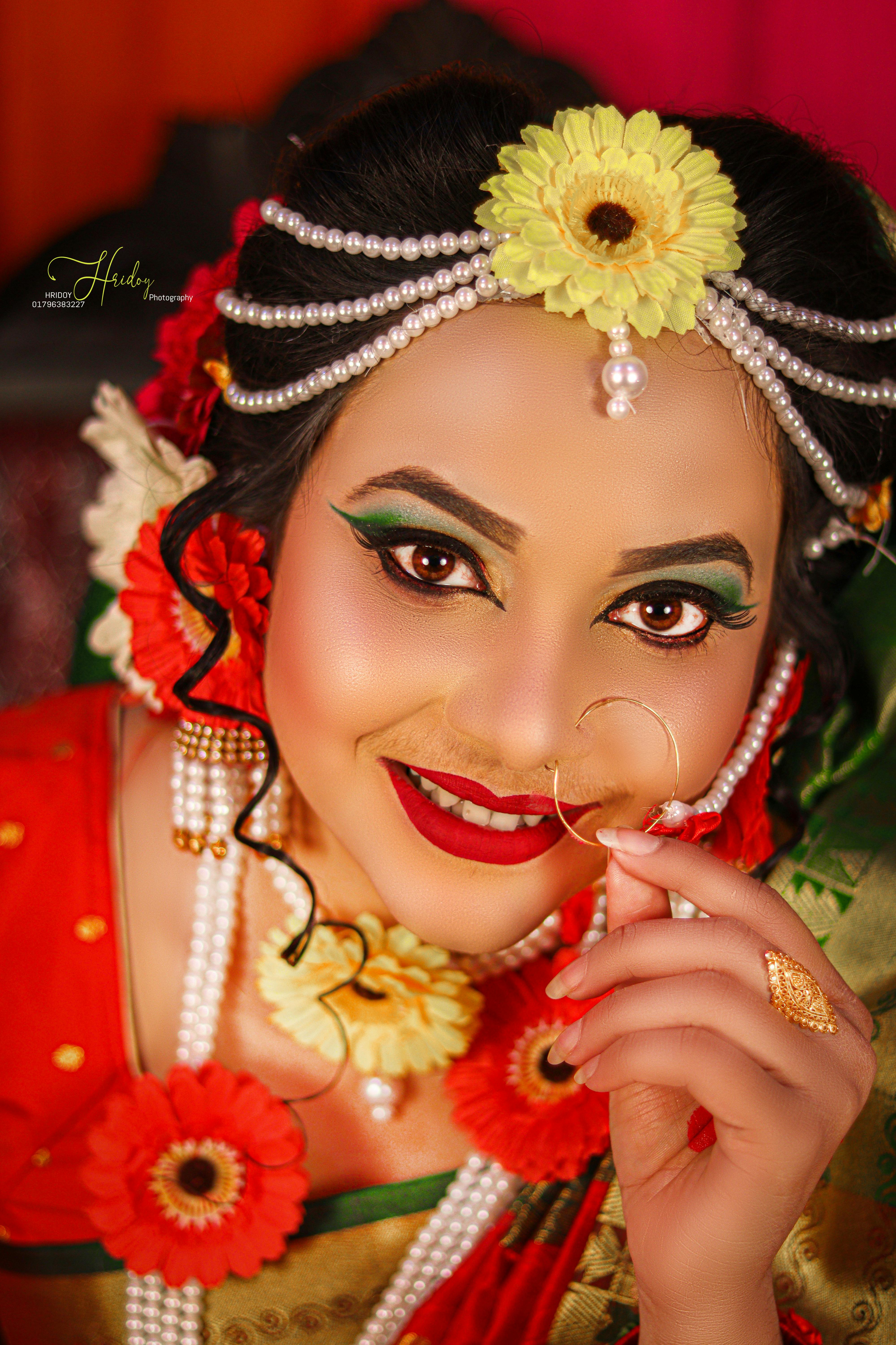 a woman in red dress