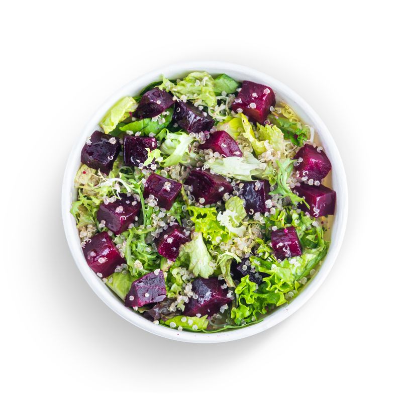 Beet, quinoa and mixed greens bowl shot from above — Eiliv Aceron on Pexels