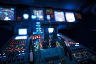 An Aircraft Gear Shift Levers and Illuminated Control Panel