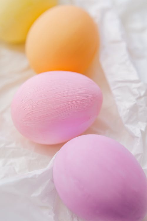 Colored Eggs In White Surface