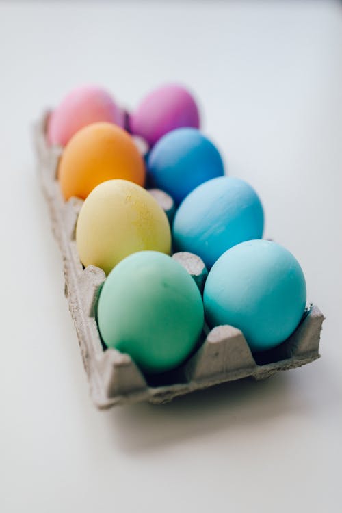 Free Colored Eggs On White Surface Stock Photo
