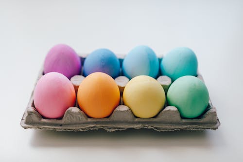 Assorted Eggs On An Egg Carton