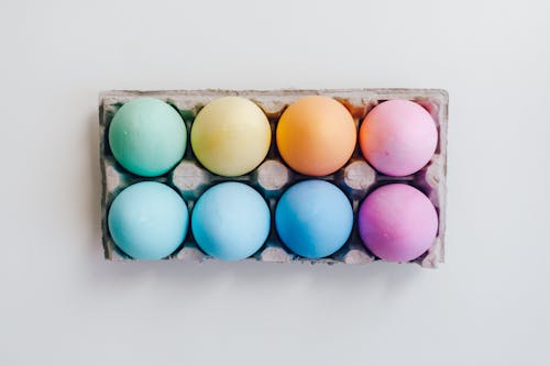 Assorted Colored Eggs on Tray