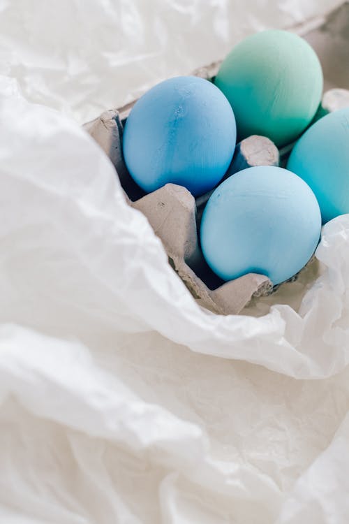 Blue Eggs on White Textile