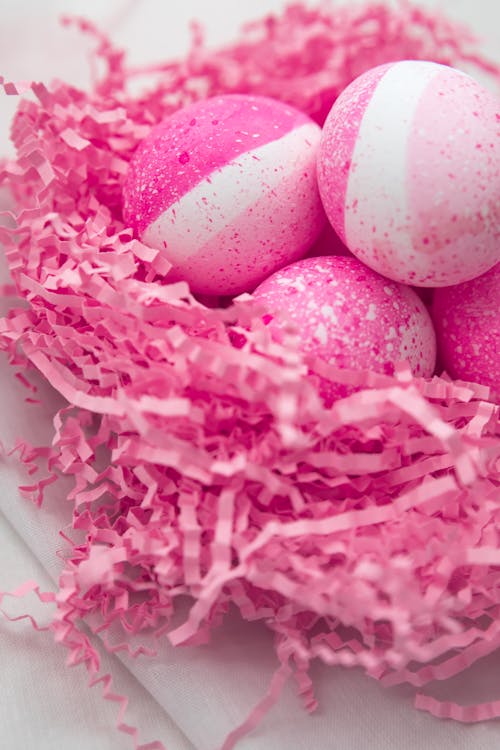 Pink Colored Eggs On Nest