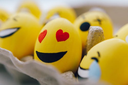 Free Yellow Smiley Emoji Painted Eggs Stock Photo