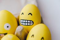 Yellow Painted Egg With Smiley Emoticonn