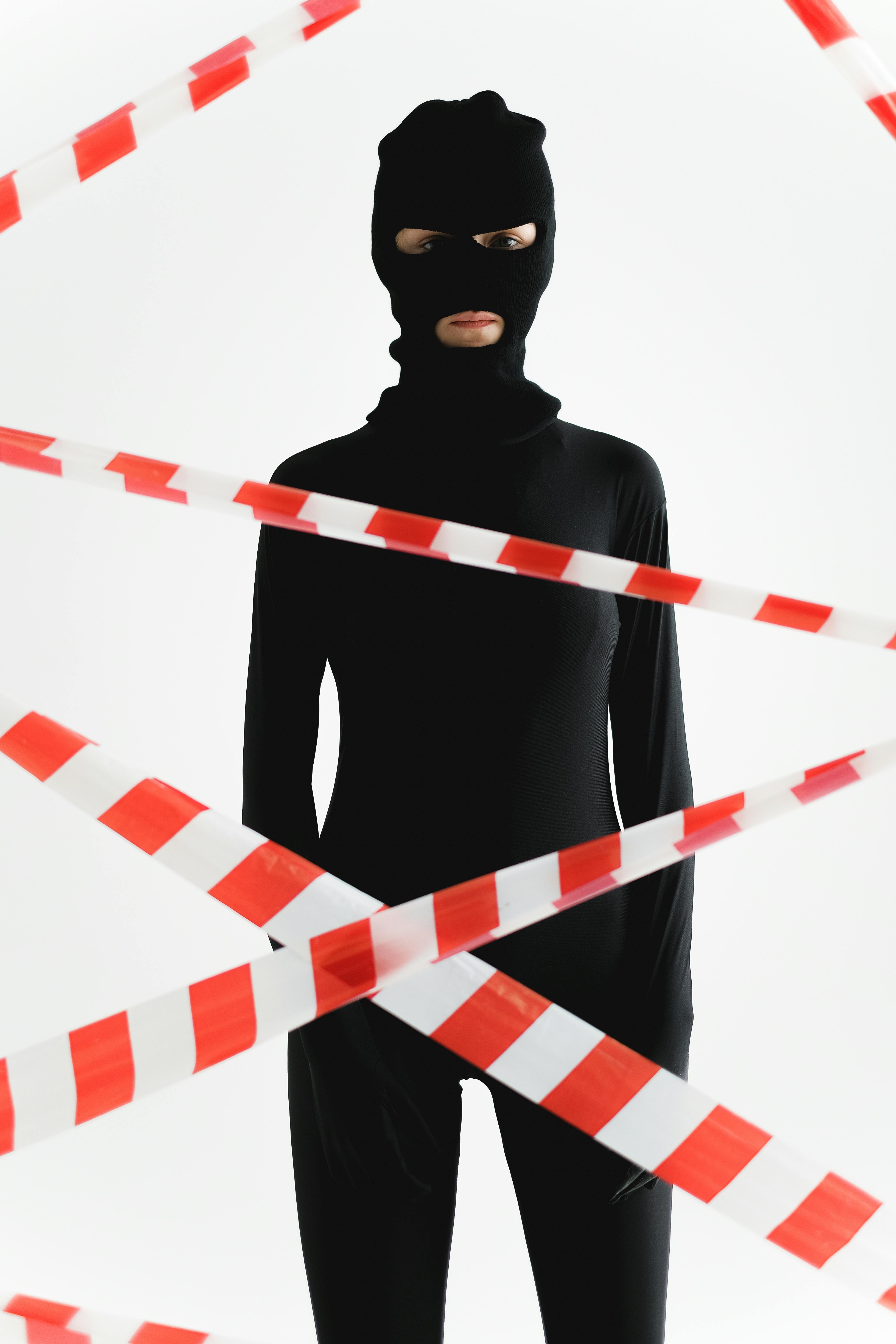 Silhouette Of A Human In Black Zentai Suit Stock Photo, Picture