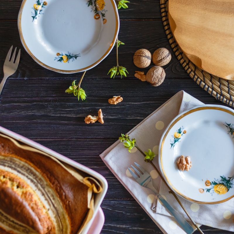 Mashed Banana and Date Breakfast Cake with Walnuts