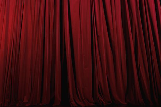 A Red Pleated Curtain on a Theater Stage