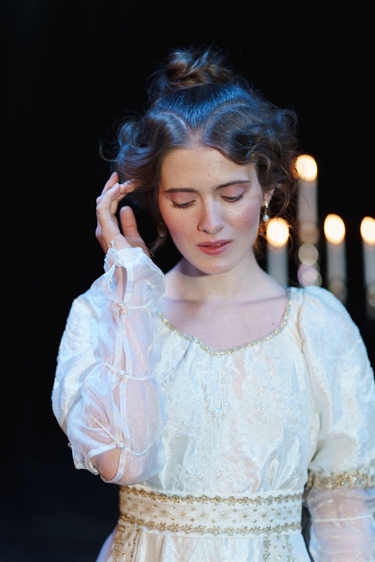 Woman In White Lace Dress