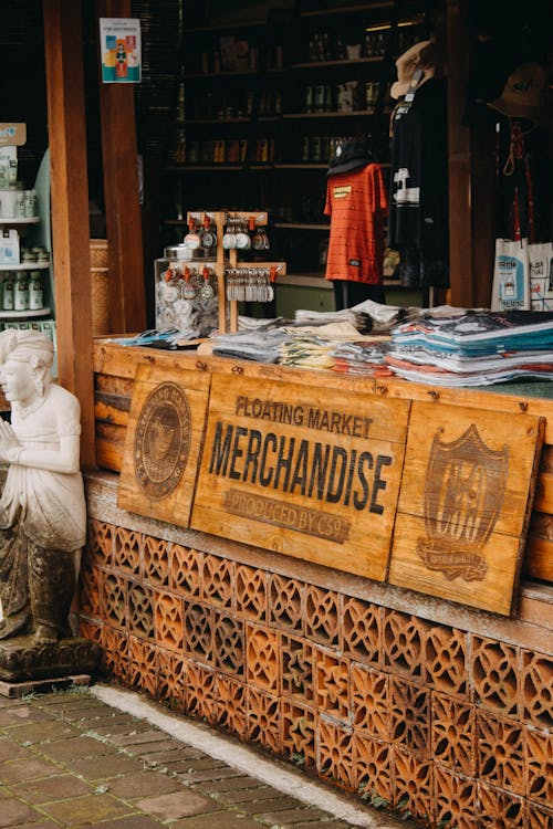 Photograph of a Wooden Merchandise Signage