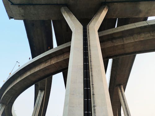 Low-Angle Shot of a Concrete Bridge