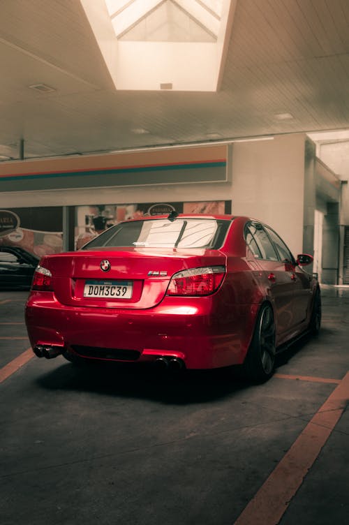 A Red Sedan Parked