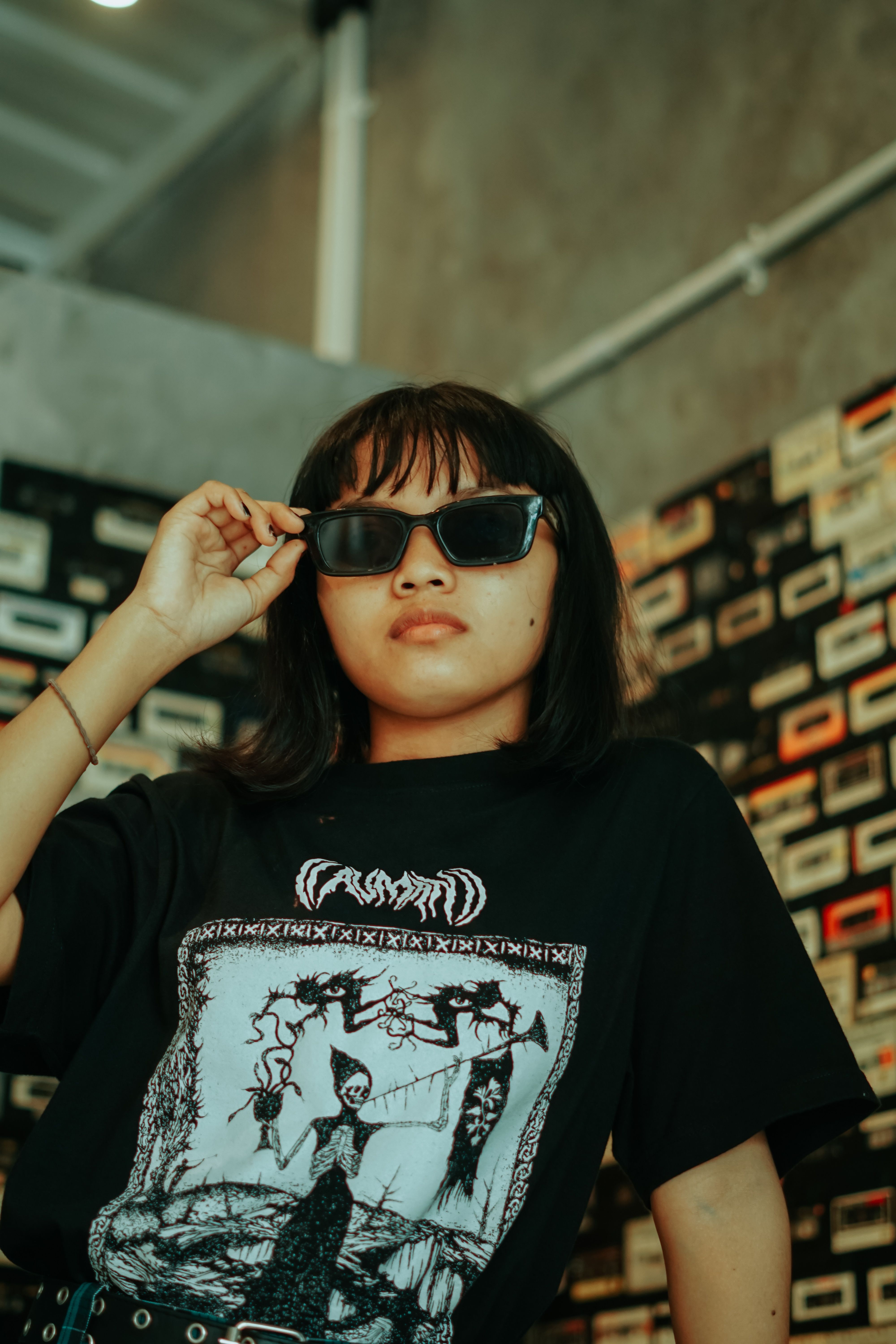 Camiseta Oversized Preta Estampada